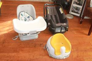 lot 167 image: FISHER PRICE HIGH CHAIR , BUMBO BOOSTER SEAT & BABY TREND CAR SEAT