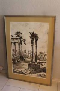 lot 179 image:  ROMAN FORUM WITH SIGNATURE FRAMED  WALL ART 45 X 32
