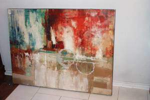 lot 183 image: LARGE ABSTRACT CANVAS WALL ART , 48 X 36