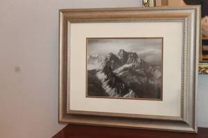 lot 187 image: BLACK & WHITE MOUNTAIN FRANCE FRAMED WALL  ART , 21 X 25