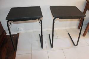 lot 215 image: TOTAL OF 2 TABLE - MATES ADJUSTABLE HEIGHT FOLDING TRAY TABLES
