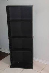 lot 240 image: BLACK WOOD 5-TIER TOWER SHELVING UNIT  45H  X 17