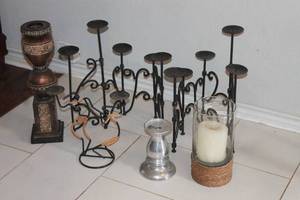 lot 245 image: TOTAL OF 6 ASSORTED DESIGN CANDLE HOLDERS 