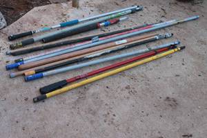lot 304 image: TOTAL OF 13 ASSORTED BRAND EXTENSION POLES  SEE PICS