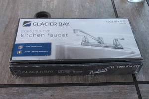 lot 307 image: NEW OPEN BOX GLACIER BAY CHROME KITCHEN FAUCET 1002974577