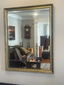 lot 78 image: ANTIQUE LARGE GOLD TRIM WALL MIRROR 44 H X 34