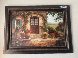lot 95 image:  PASTORAL RETREAT  OIL  PAINTING IN WOOD FRAME WALL ART 33 X 45