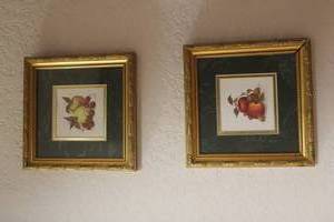 lot 66 image: TOTAL OF 2 VINTAGE FRUIT NEEDLEPOINT GOLD FRAMED WALL ART