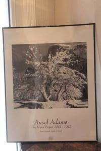 lot 68 image: SNOW COVERED APPLE ORCHARD BY ANSEL ADAMS , THE MURAL PROJECT 1941-1942 BLACK & WHITE  FRAMED WALL ART