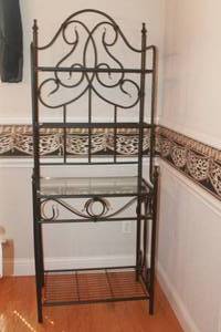 lot 84 image: BAKERS RACK WITH GLASS SHELF , 28 X 17 X 74H