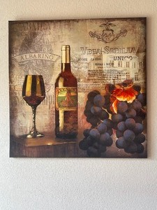 lot 59 image: ALBARINO WINE  CANVAS WALL ART 39 12 X 39 12