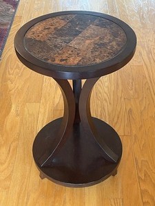 lot 71 image: WOODEN PEDESTAL PLANT SIDE END TABLE