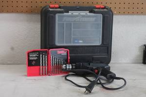lot 154 image: CRAFTSMAN 38 VARIABLE DRILL WITH DRILL BIT SET & BLACK -DECKER CARRY CASE
