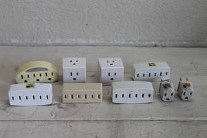 lot 156 image: TOTAL OF 9 ASSORTED BRAND MULTIPLE OUTLET ADAPTERS  SEE PICS