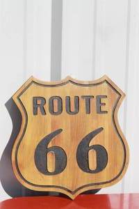 lot 39 image: HOBBY LOBBY PHASE 2 WOOD ROUTE 66  WALL SIGN , 14 X 13 38