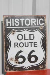 lot 42 image: HISTORIC OLD ROUTE 66 METAL WALL SIGN , 16 X 12 38