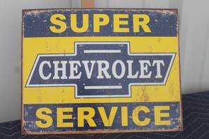 lot 164 image: SUPER CHEVROLET SERVICE METAL WALL SIGN 16 X 12 12