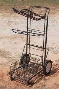 lot 221 image: THREE TIER SADDLE AND TACK MOBILE CART