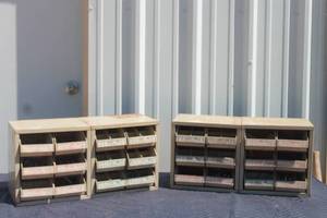 lot 288 image: TOTAL OF 2 DOUBLE METAL STORAGE CONTAINERS WITH GENEROUS AMOUNT OF CONTENTS  SEE PICS&nbsp