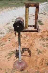 lot 199 image: ANTIQUE BENCH GRINDER ON STAND&nbsp