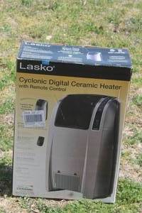 lot 122 image: LASKO CYCLONIC DIGITAL CERAMIC HEATER WITH REMOTE CONTROL IN ORIGINAL BOX