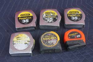 lot 271 image: TOTAL 6 STANLEY TAPE MEASURES , 25FT & 35FT