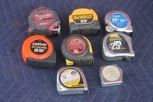 lot 272 image: TOTAL OF 8 ASSORTED BRAND TAPE MEASURES , 12FT -25FT