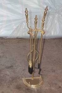 lot 359 image: BRASS 4-PC FIREPLACE TOOL SET