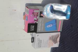 lot 366 image: CALMING HEAT NECK WRAP , HEATING PAD, DIGITAL THERMOMETER