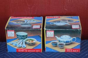 lot 388 image: CHINA VILLAGE 8PC ORIENTAL BOWLS SPOON SET & CHINA VILLAGE ORIENTAL TEA SET BOTH IN ORIGINAL BOX