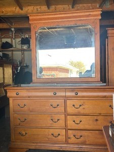 lot 351 image: PROGRESSIVE FURNITURE HECHO EN MEXICO SOLID WOOD 8-DRAWER DRESSER , 66 X 18 X 36H  MATCH # 349