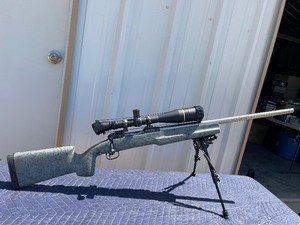 lot 26 image: COSTUM BUILT BY SELLER .308 WITH FIBERGLASS STOCK AND SAVAGE ARMS LONG RANGE RIFLE BARREL &nbspAND TACTICAL RIFLE TILTING BIPOD. SN G689849