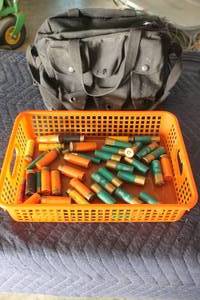lot 172 image: LOT OF ASSORTED SHOT GUN SHELLS WITH ARMORY RANGE AMMUNITION BLACK BAG