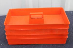 lot 124 image: TOTAL OF 4 ORANGE MCM ORGANIZER STORAGE CADDY CONTAINERS, 13&nbsp&nbsp