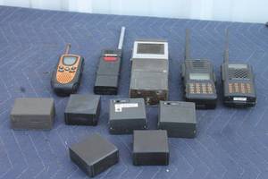 lot 159 image: TOTAL OF 5 HANDHELD ASSORTED BRAND RADIO TRANSCEIVER WITH BATTERIES CHARGERS  SEE PICS&nbsp