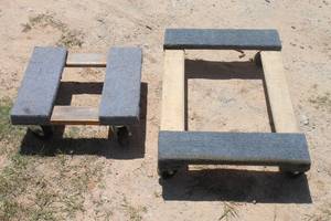 lot 175 image: TOTAL OF 2 - WHEEL WOOD FURNITURE DOLLYS , 30 L X 18&nbsp &amp 16 X 16&nbsp