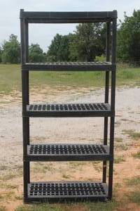 lot 192 image: 5- TIER BLACK&nbsp PLASTIC STORAGE RACK SHELVING UNIT , 36W X 18D X 74H&nbsp