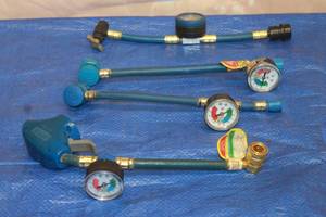lot 179 image: TOTAL OF 4 REFRIGERANT CHARGE HOSE AND GAUGE&nbsp KITS  SEE PICS&nbsp