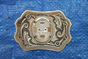 lot 311 image: SILVER TONE METAL FLORAL SWIRL LEAVES BELT BUCKLE READY FOR STONE , 4&nbsp