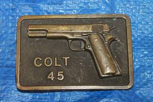 lot 312 image: VINTAGE BRASS ADEZY DENVER 1975 COLT 45 BELT BUCKLE , 4