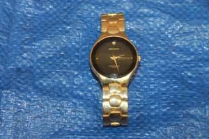 lot 347 image: VINTAGE GRUEN GENUINE DIAMOND QUARTZ&nbsp GOLD TONE BLACK FACE MEN WATCH&nbsp