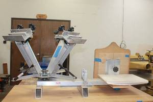 lot 75 image: 4-COLOR&nbsp MANUAL SCREEN PRINTING PRESS T- SHIRTS &amp TOTE BAG PLATEN&nbsp