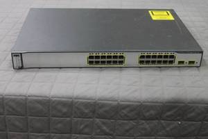 lot 106 image: CATALYST 3750 SERIES POE-24&nbsp &nbsp TESTED &amp POWERED ON  NEED POWER SUPPLY CORD  SEE PICS&nbsp