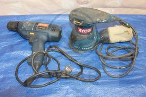 lot 43 image: RYOBI 38 VSR&nbsp D40 ELECTRIC DRILL &amp RYOBI RS290 ORBITAL SANDER&nbsp