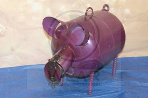 lot 49 image: LARGE PURPLE METAL PROPANE TANK PIG&nbsp PIGGY BANK , 17 L&nbsp
