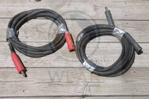 lot 150 image: TOTAL OF 2 - BLACK WELDING HOSES 18FT &nbsp 21FT WITH RED &amp BLACK ( MALE FEMALE) CABLE CONNECTORS&nbsp