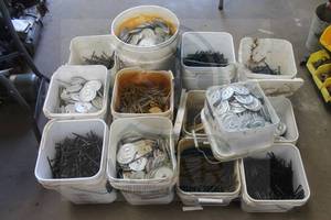 lot 172 image: GENEROUS AMOUNT OF INSULATION ROOFING FASTENERS &amp FASTENING PLATES  BUCKETS INCLUDED  SEE PICS&nbsp