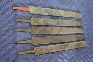 lot 201 image: TOTAL OF 5 ASSORTED BRAND METAL HAND FLAT BASTARD FILES , 14 - 15L  SEE PICS&nbsp