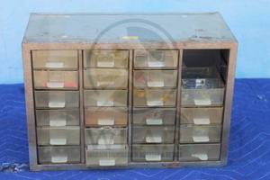 lot 33 image: NIFTY BY AKRO MILLS INC KNICKNACK METAL 22- DRAWER CABINET MODEL PM24 WITH CONTENTS , 9 X 13L  SEE PICS&nbsp
