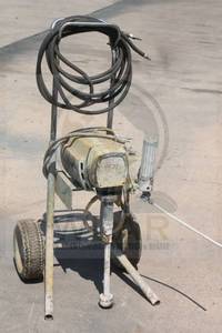 lot 40 image: AIRLESS PAINT SPRAYER&nbsp ON WHEELS WITH&nbsp BLACK AIR HOSE&nbsp